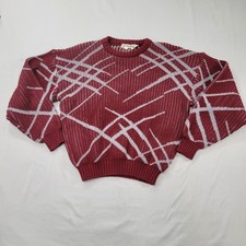 Vtg Saturdays Mens XL Sweater Abstract Graphic Knit Crewneck Retro Drop Shoulder