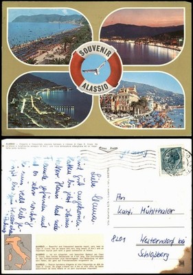 Cartoline Alassio Ortsansichten Souvenir Mehrbildkarte 1975
