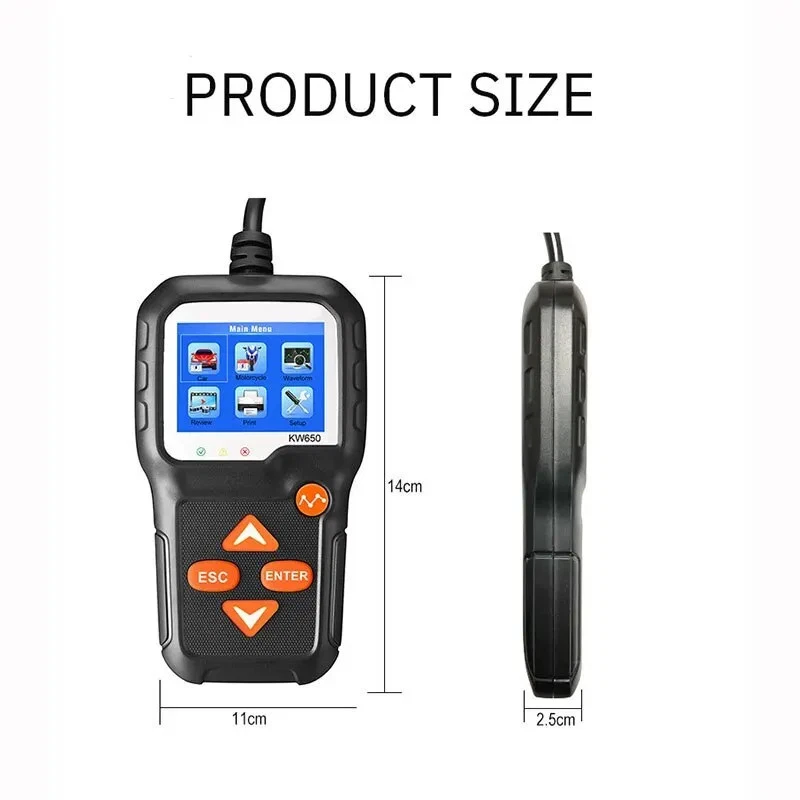 KW650 Battery Tester High Precision Color Screen Car Motorcycle Battery Tester - Image 3 of 4