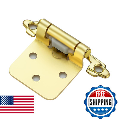 JOYDECOR 30 Pack 15 Pairs 1/2 Inch Overlay Gold Cabinet Hinges Semi-Concealed Fa