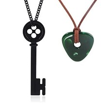 Coraline Necklace Seeing Stone Matching Set Key And Green Looking Stone Horro