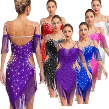 Women Dancewear Cha Cha Skirts Samba Dress Salsa Costume Rumba Tassel Latin