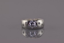 Sterling Silver 8mm Speckled Cubic Zirconia Solid Domed Band Ring 925 Sz: 8