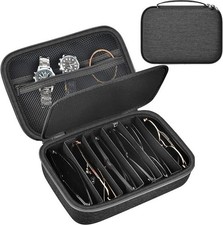 6 Pairs Travel Storage Sunglass Organizer Case w/ Protection Charcol Dark Gray