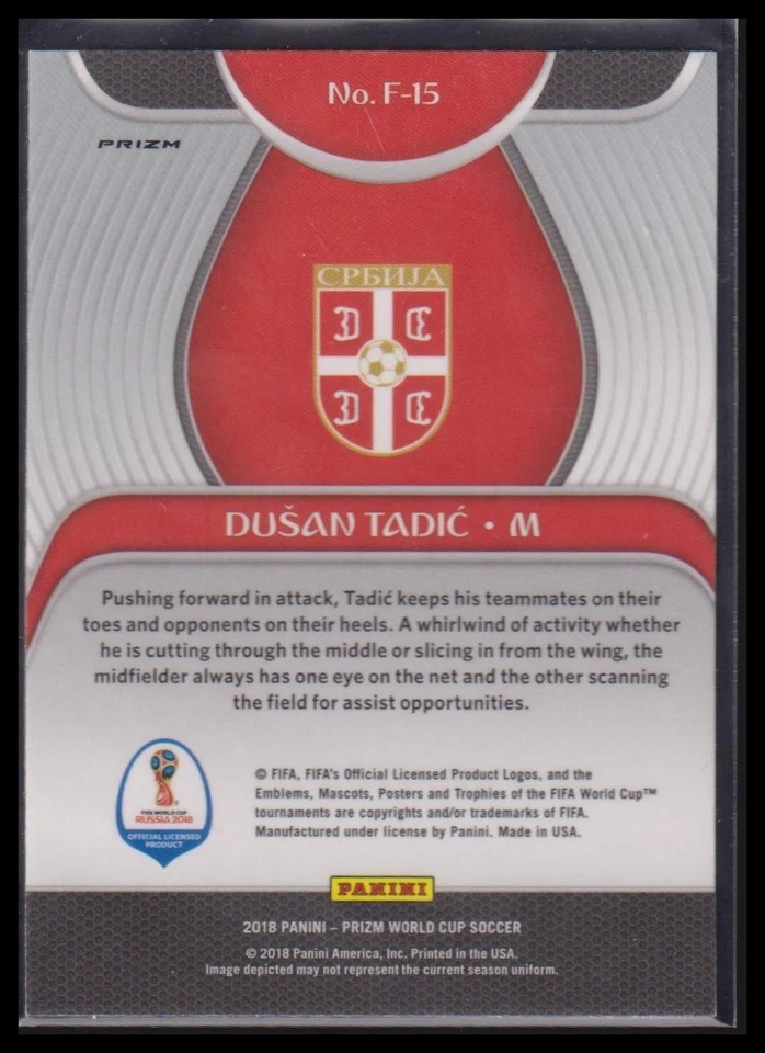 2018 Panini Prizm World Cup #F-15 Dusan Tadic Fundamentals Prizms Silver - Image 2 of 2
