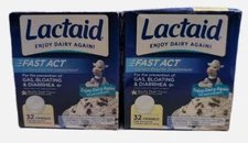 READ(2) Lactaid Fast Act Lactase Enzyme Vanilla Twist 32 Chewables Each. 10/2027