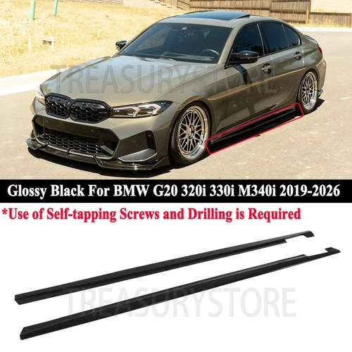 For BMW G20 320i 330i M340i 2019-2026 CMS Style Gloss Black Side Skirt Extension
