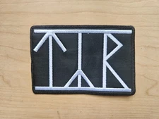 TYR, SEW ON WHITE EMBROIDERED PATCH