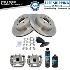 Rear Brake Calipers Rotors Ceramic Pads Fluid Cleaner For 2008-2013 Nissan Rogue