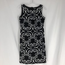 Ann Taylor Womens Sleeveless Shift Dress White & Black Size 4
