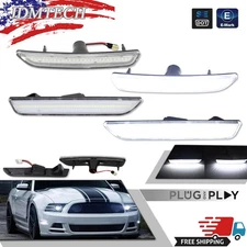 For 2010-2014 Ford Mustang Clear Lens Front & Rear LED Side Marker Lights 4PCS