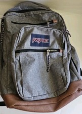 JanSport Cool Student Backpack Grey With Brown Base Accent