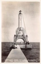 Port Washington WI Wisconsin Light House Lake RPPC Photo Postcard COPY