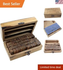 Multipurpose 70pcs Wooden Box Letter Number Rubber Stamps for Creative Crafts