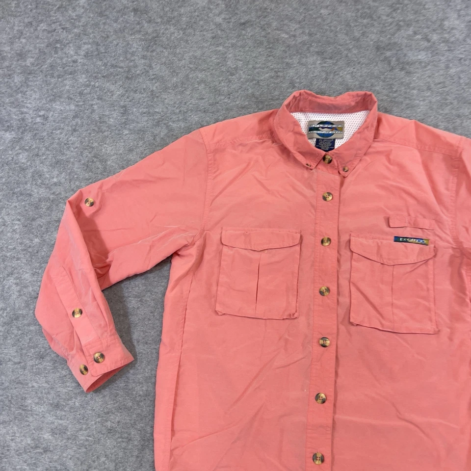 Camisa Exofficio Mujer 10-12 Rosa Salmón Viaje Ligera Ventilada Botón Caminata Foto 2 de 4