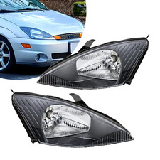 Black Headlights Fits 2000-2004 Ford Focus Head Lamps Assembly Leftright