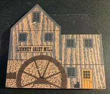 Jenney Grist Mill Cat's Maullido Madera Estante Cuidador 1988 SERIE COMERCIANTE Jaline 90