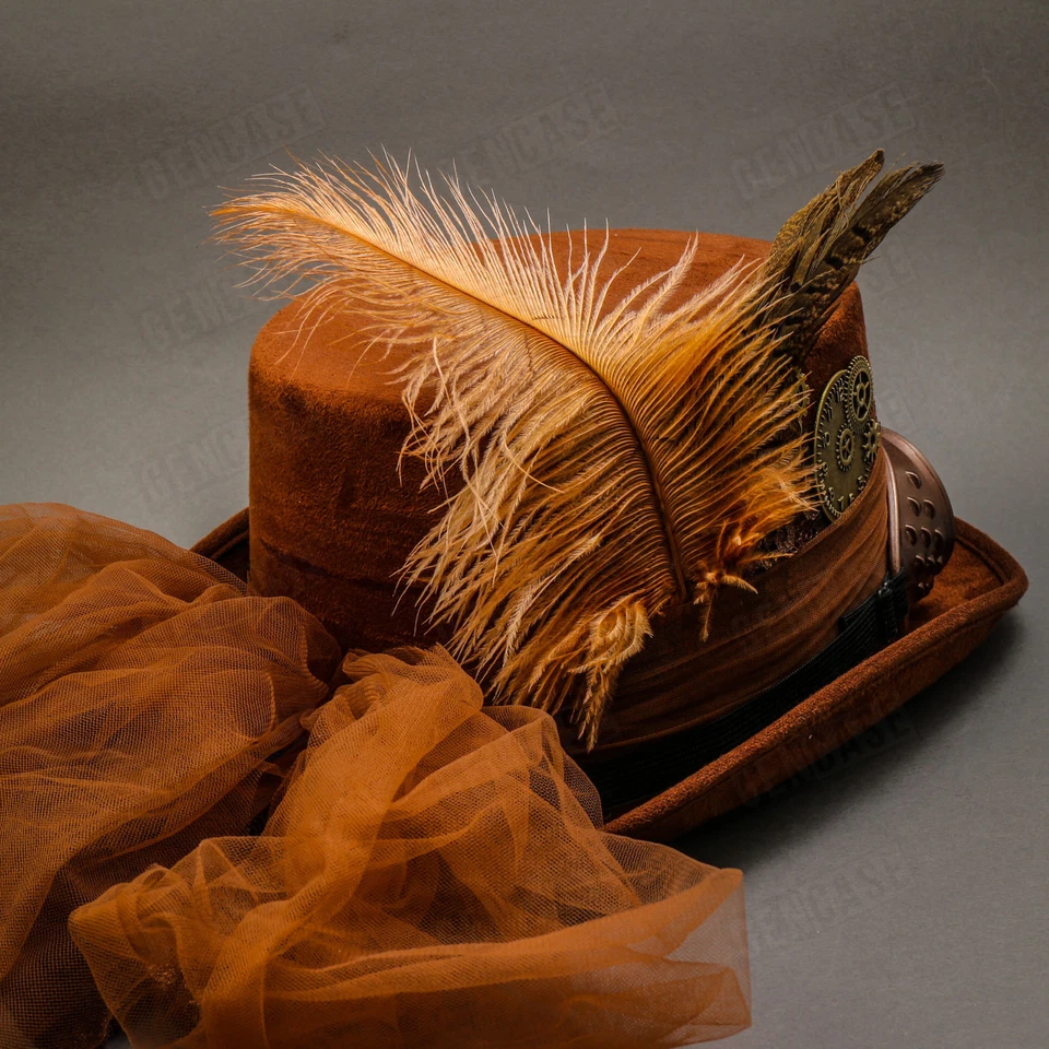 Marrón Sexy Encaje Victoriano Steampunk Gafas Mujeres Top Sombrero Disfraz Baile de graduación Fiesta Sombrero Foto 3 de 4