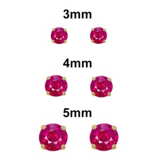Genuine 14k Gold Screw-back Round Birthstone CZ Studs Earrings - July 3,4,5mm