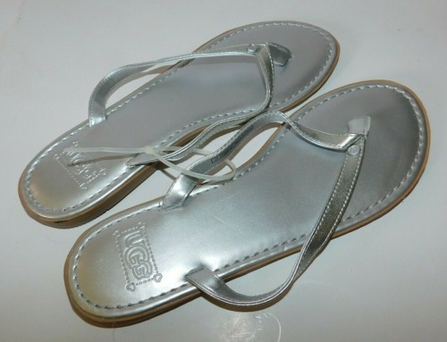 UGG Silver Leather Sandals Size 7 Brand 