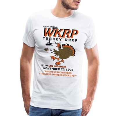 WKRP Turkey Drop With Les Nessman Thanksgiving Men's Premium T-Shirt