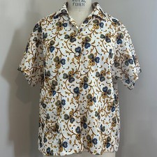 True Vintage 70s Flower Power Groovy Short Sleeve Button-Up Shirt Polyester