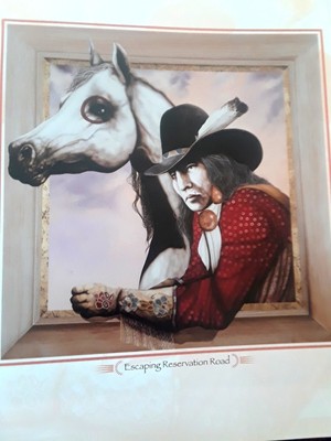 J.D.Challenger ''ESCAPING RESERVATION ROAD'', Native American  Art Print 9x11