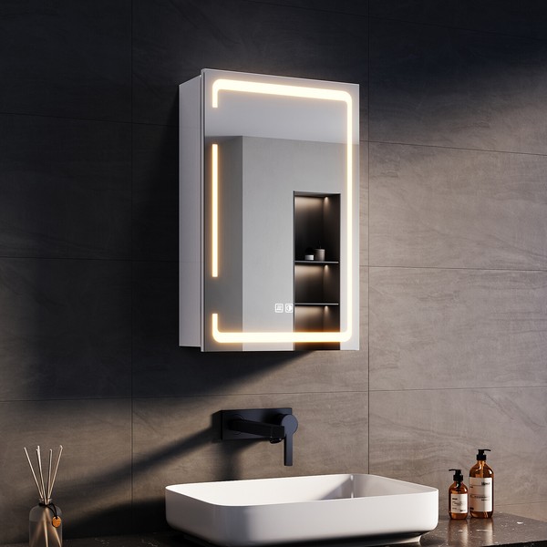 Spiegelschrank Badezimmerschrank Mit Led Badspiegel Steckdose Beschlagfrei 38Cm-image