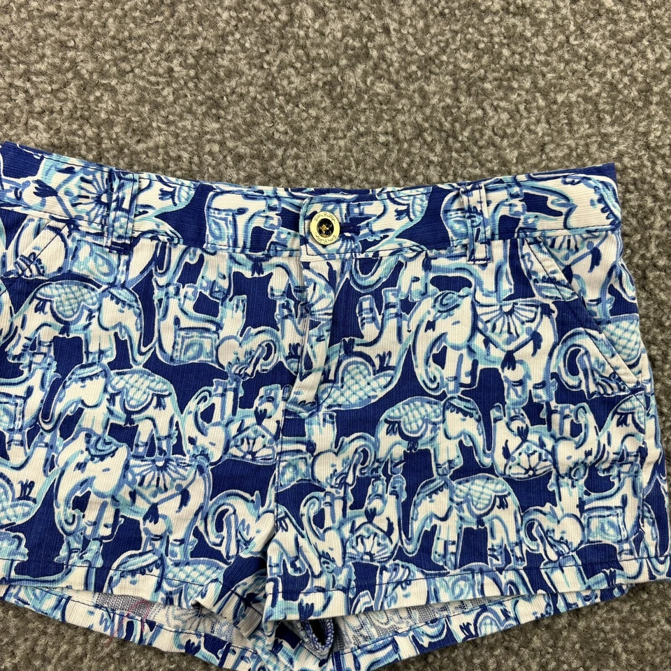 Tommy Bahama Shorts Girls 12 Blue White Elephant Floral Print Bottoms Cotton - Image 2 of 4