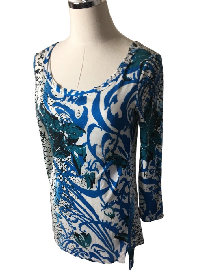 Camisa túnica azul negra blanca Emilio Pucci talla 6 hecha en Italia Foto 2 de 4