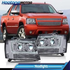 FIT FOR 2007-2014 CHEVY TAHOE SUBURBAN AVALANCHE CHROME LED DRL HEADLIGHT LAMPS