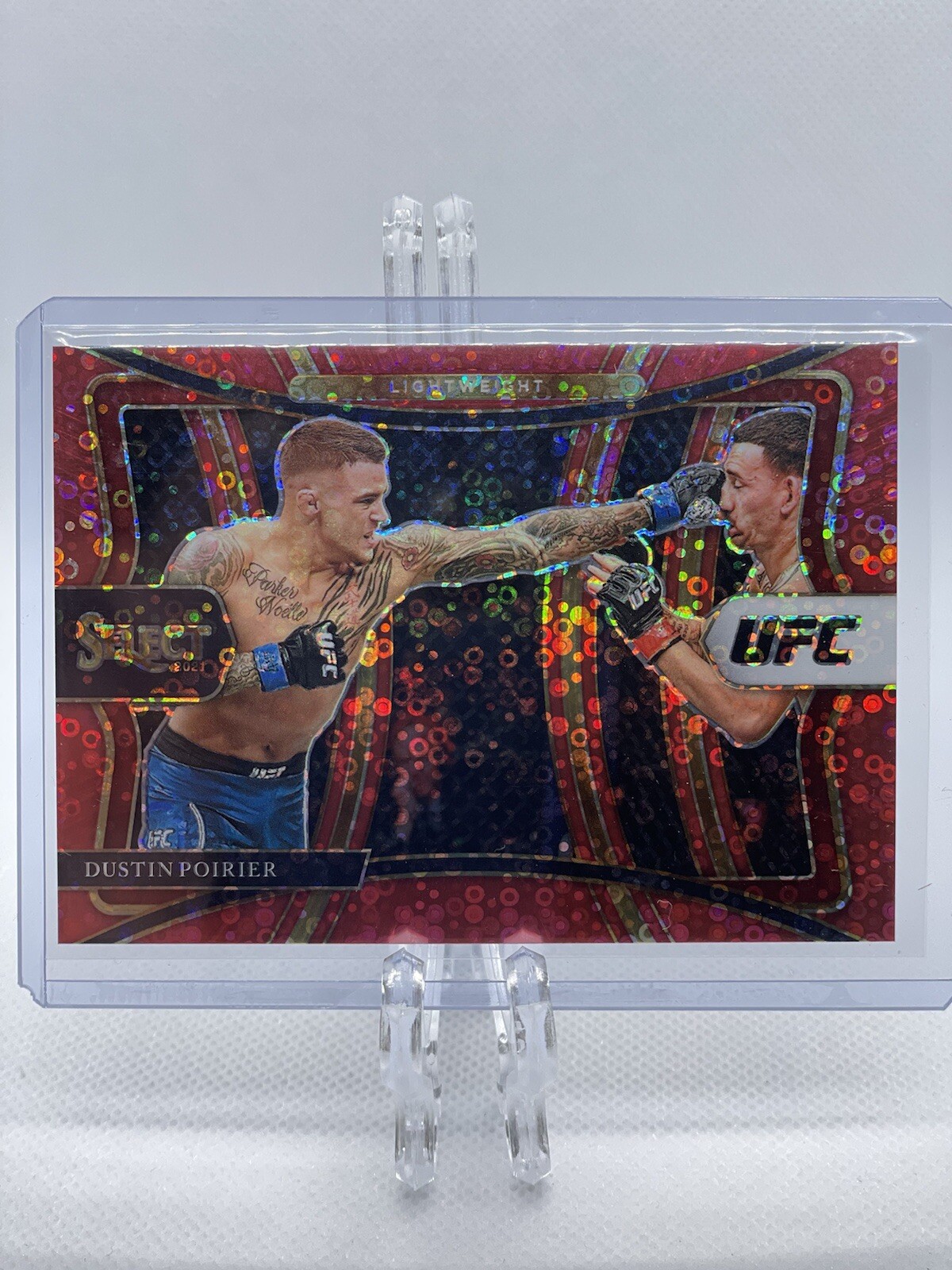 Dustin Poirier 2021 Select UFC Red Disco Prizm Premier Level #’d 071/199