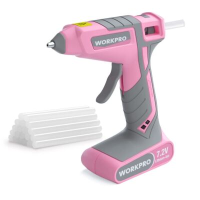 7.2V Pink Cordless Hot Melt Glue Gun 20 Glue Stick Fast Preheating Glue Gun Kits
