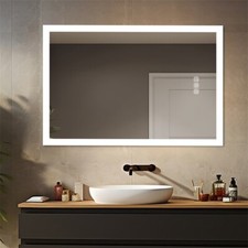 48x36 inch LED Bathroom Mirror Front Side Light, 5M-Defog, 3 Colors Dimmable