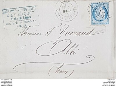 1874. Handelsbrief von Lille nach Albi.6 Stempel siehe Beschreibung und Fotos