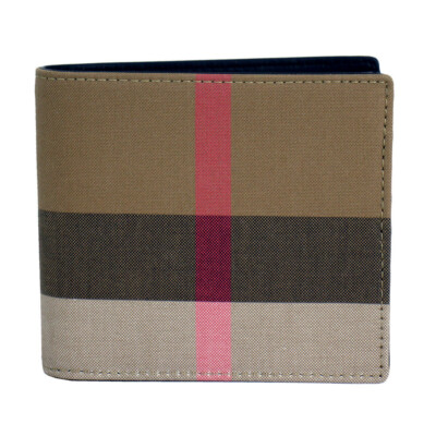 BRAND NEW BURBERRY MEN'S CHECK CANVAS BIFOLD