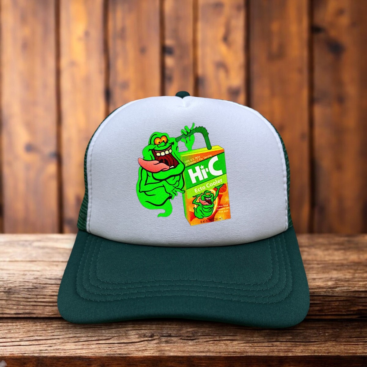 Ecto Cooler Hi-C Juice Box Mens Trucker Hat Green Snapback Slimer
