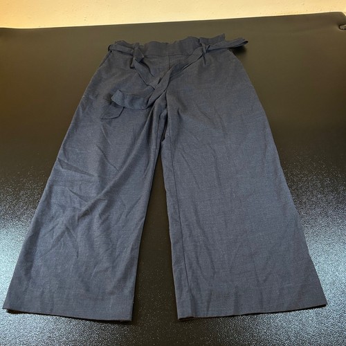 H&M Cropped-Hose weites Bein hoher Bund Paperbag Gürtel blau Damen 10 32 x 25 Zoll