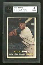 1957 TOPPS 10 WILLIE MAYS KSA 8 BRIGHT WHITE BORDERS SHARP CORNERS ORIGINAL CARD