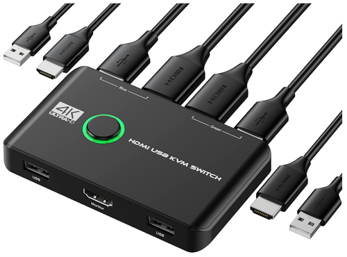 4K KVM Switch HDMI 2 Port Box USB HDMI KVM Switches For 2 Computers Share Device