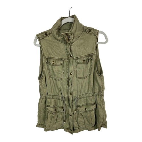 Max jeans green zip up cargo vest 