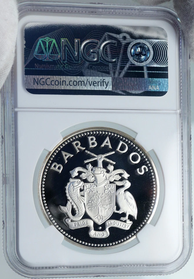 1980 BARBADOS Caribbean Development Bank VINTAGE Proof Silver 25 Coin NGC i87837 - Image 4 of 4