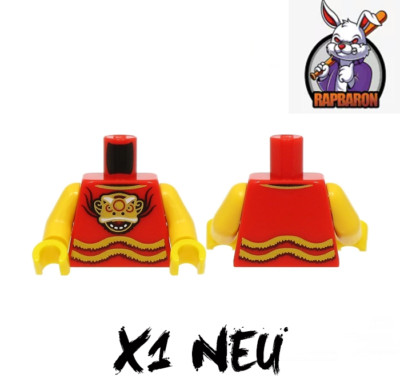 Lego    1x Minifigur Torso   Red   Rot   Gold Dragon Head   973pb5549c01   Neu