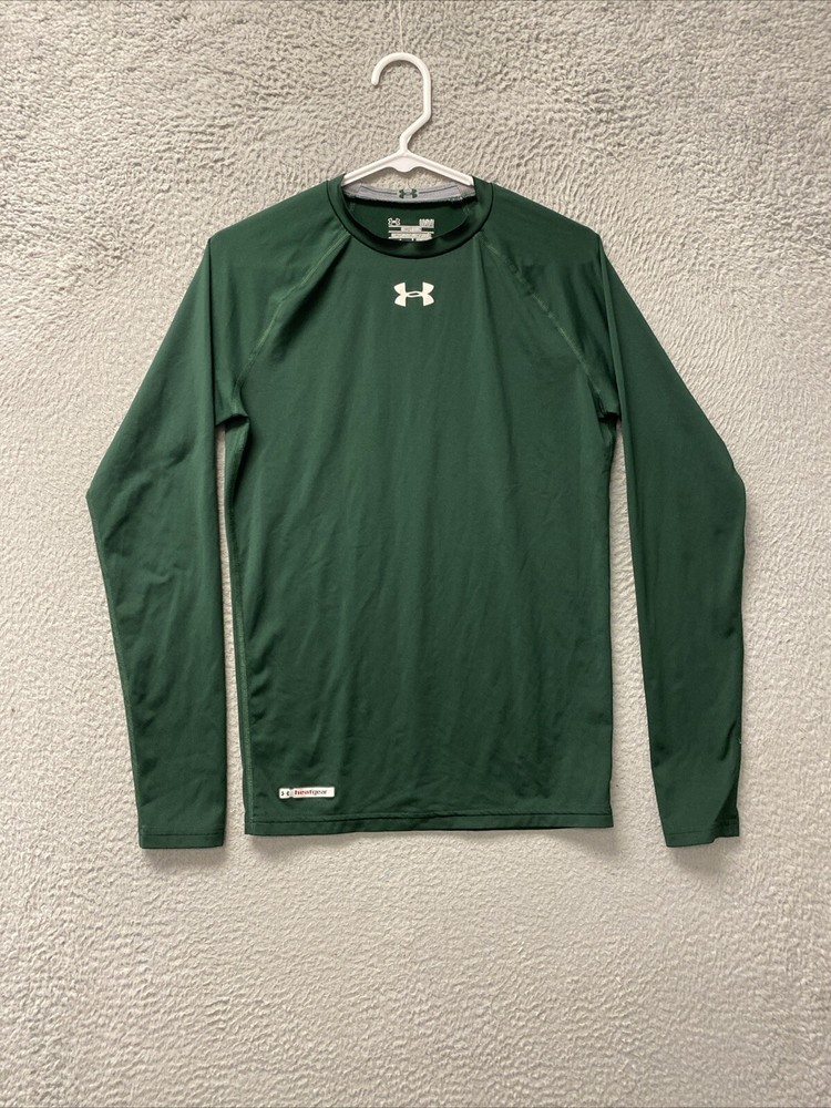 Under Armour Mens Size L Green Long Sleeve Compression Heat Gear Shirt/116-77
