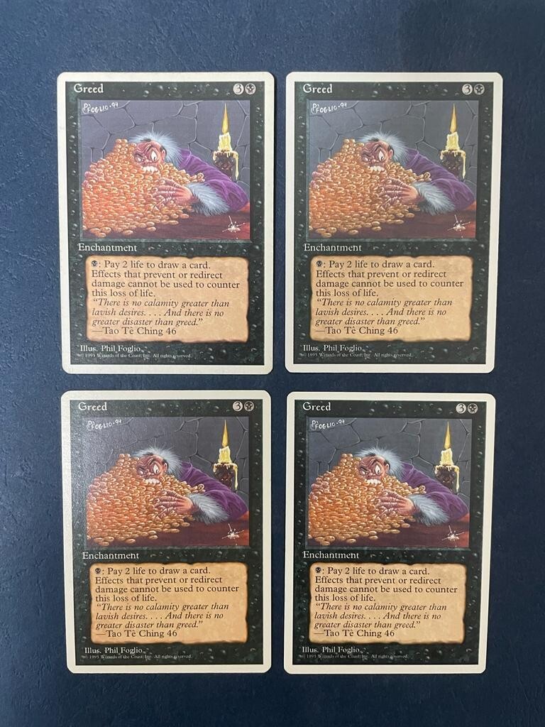 MTG 4X 4TH EDITION GREED MAGIC THE GATHERING RARE BLACK ENCHANTMENT ENGLISH