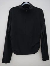 Athleta 88373-00 Women's Sz M Black Transcend Half Zip Long Sleeve Top $89