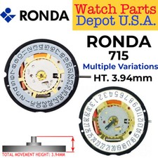 Genuine Ronda 715 Watch Movement Swiss Parts, 3 Hands Multiple Variations