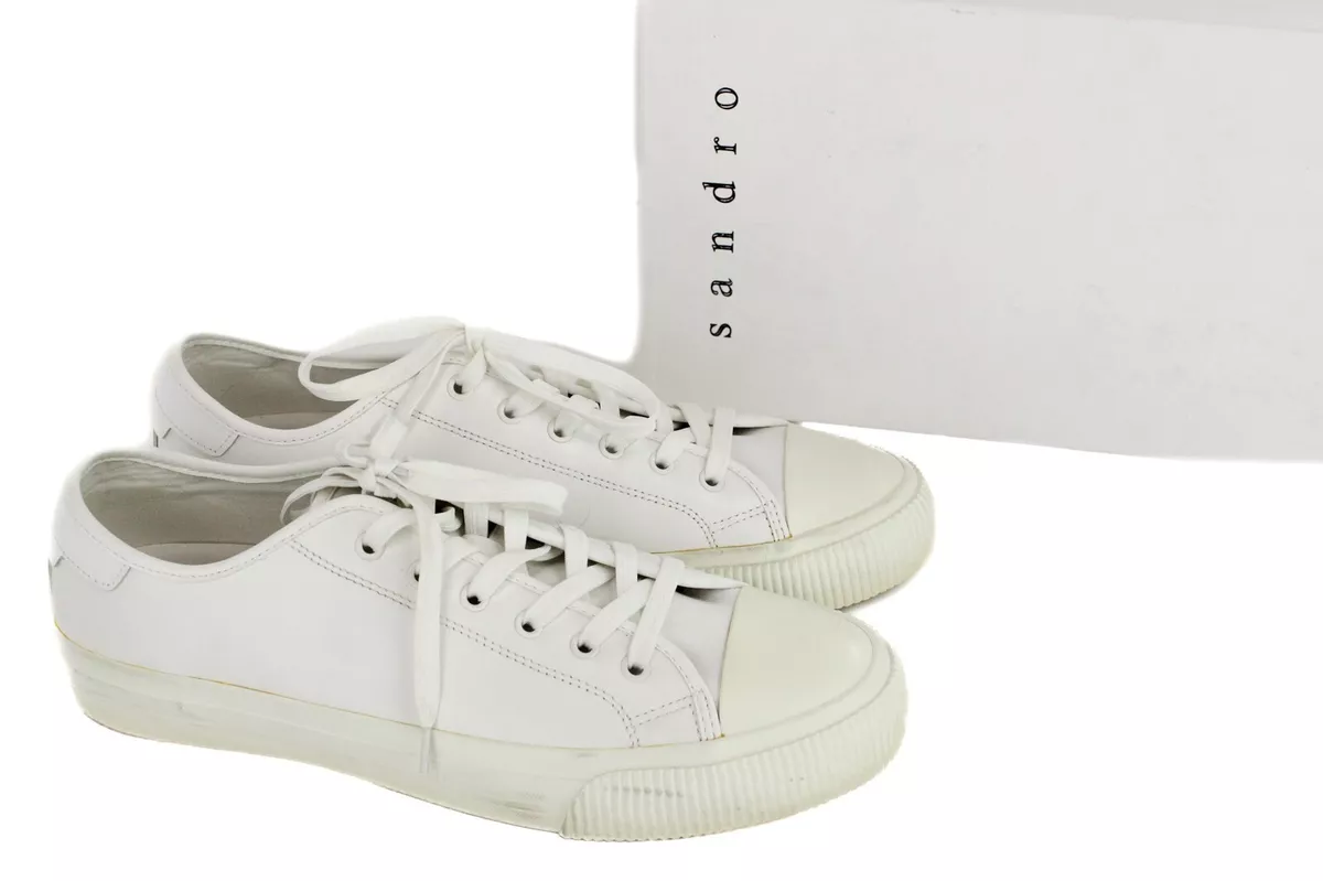 Sandro Vulca Blanc Chaussures Homme Ue 45 UK 10.5 Bas Haut Lacets Baskets