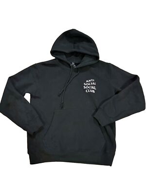 Anti Social Social Club Black/White Plain Logo Pullover Hoodie