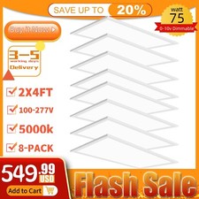 LED Flat Panel Light 2x4FT, 75W Recessed Backlit Troffer Lights, 100-277V,8400LM
